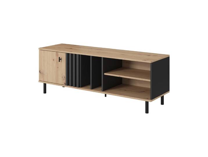 Meuble TV effet bois Crème et Noir