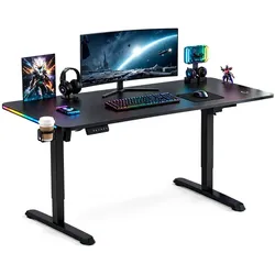 Nowe Biurko Gamingowe Triadyn GameBase RGB 1407 Elektryczna Regulacja Wysokości Uchwyty 140x70cm Carbon