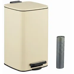 Relaxdays Eckiger Kosmetikeimer 8L mit Müllbeuteln Beige,Schwarz