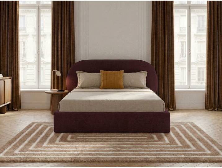Lit coffre SELIN tissu bouclette 140x190