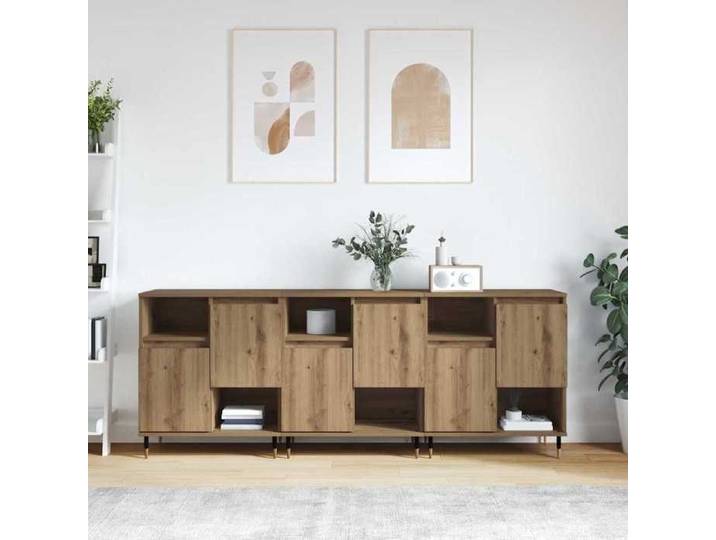 NEW 2026  Buffets lot de 3 armoires latérales avec portes chêne artisanal 180x35x70 cm L1351