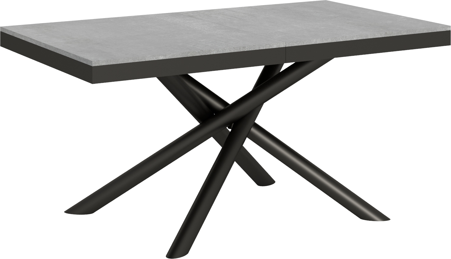 ITAMOBY - Ausziehtisch 160/264x90 cm Famas Evolution Zement Gestell und Füße Anthrazit