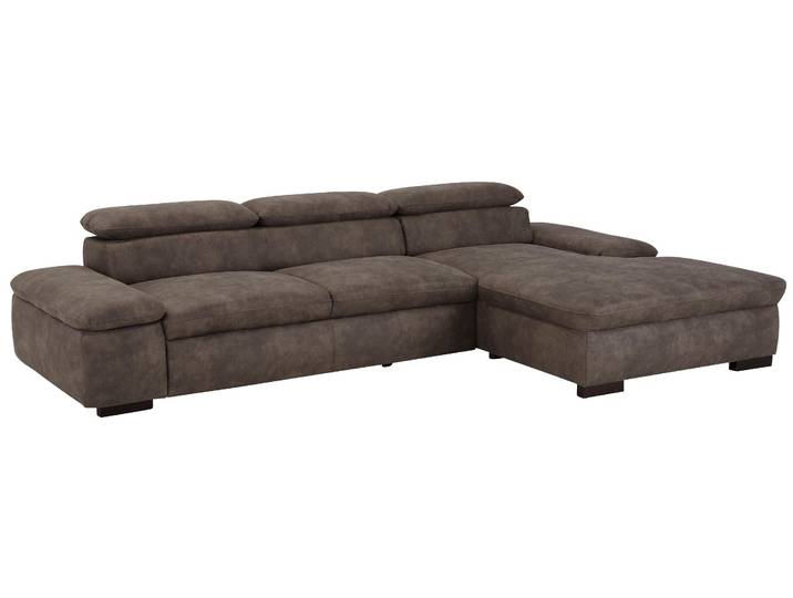 Ecksofa, Luxus-Microfaser, Anthrazit 286×174 cm, mit Kopfteilverstellung, Klassisch, Home-affaire