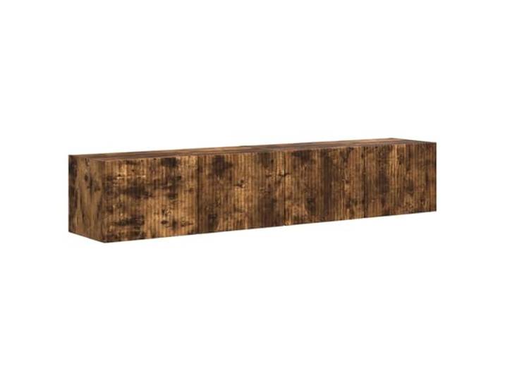 KUPTYERFG 2er Set TV Wandschrank Lowboard Hängeboard Geräucherte Eiche Platzsparende Hängeboards fürs Wohnzimmer oder Schlafzimmer, mit klappbaren Schwenktüren für geordnete Mediengeräte.