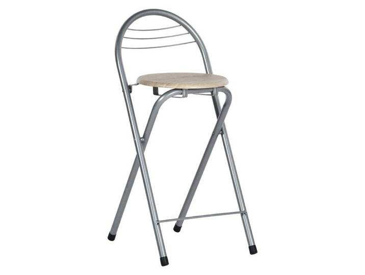 GOKHOMX Chêne et Argent 1 Pièce Pliante avec dossier Tabouret de Bar Haut Cuisine Jardin Balcon Extérieur