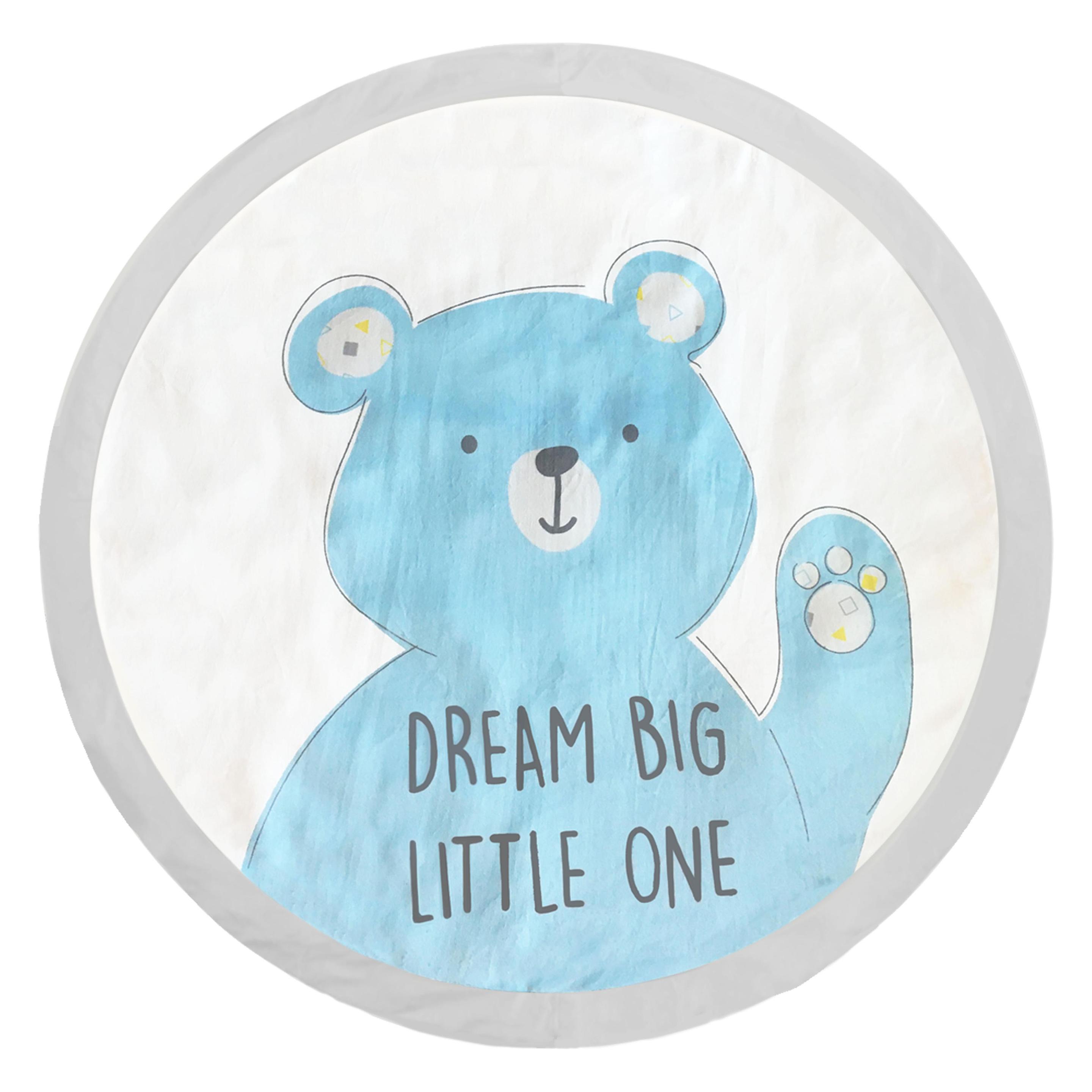 Dreamgro Doppelseitige Spielmatte Rund - o 90 cm - Weich - Blauer Teddybar (58009254)