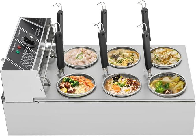 Elektrischer Nudelkocher 20L 3200W Edelstahl | 6 Körbe, Temperaturregelung 60-200°C, Profi Pastakocher, Für Restaurant Imbiss Küche