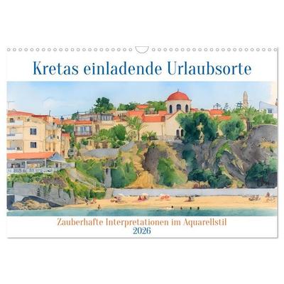 Kretas einladende Urlaubsorte (Wandkalender 2026 DIN A3 quer), CALVENDO Monatskalender