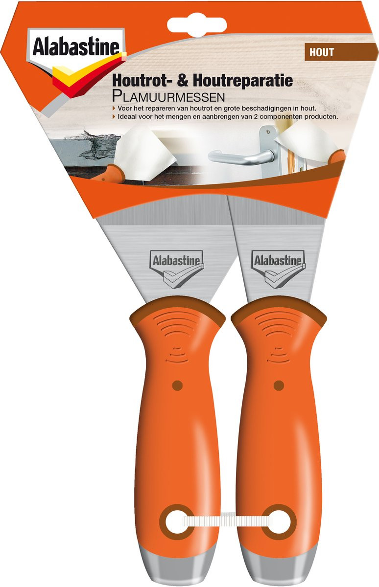 Alabastine houtrot- & houtreparatie plamuurmes, 2 stuks, 15 cm