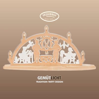 LED Schwibbogen WEIGLA "Erzgebirge, moderner Lichterbogen aus Holz & Acrylglas,Made in Germany", beige (natur), B:47cm H:22cm T:8,2cm, Holzwerkstoff, Schwibbögen, Erzgebirge garantiert, Weihnachtsdeko Innen, Weihnachtsbeleuchtung