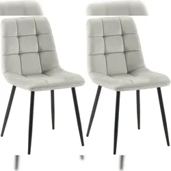 Proregal CHEFGASTRO 2er Set Esszimmerstuhl IOWA Samt HxBxT 84x45x55cm Grau Küchenstuhl