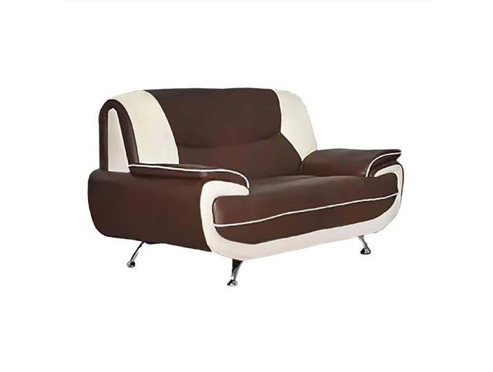 MUZA - Canapé design 2 places en simili cuir marron et blanc