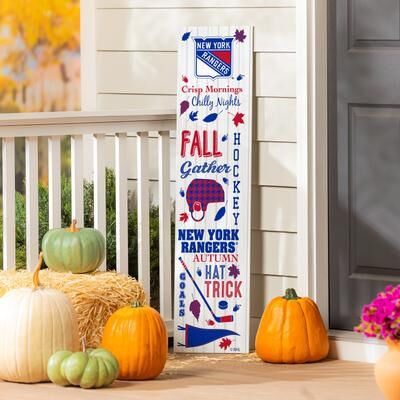 Evergreen "47"" Double Sided Seasonal Porch Leaner, New York Rangers - 47"" x 11.25"""