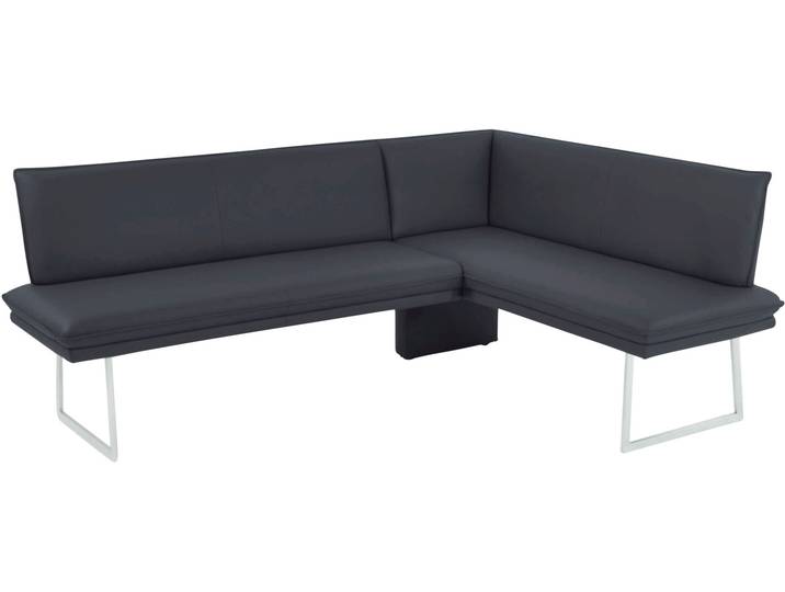 Eckbank K+W KOMFORT & WOHNEN, blau (nachtblau), H:86cm T:60cm, Sitzbänke, Eckbank, mit Sattlernaht und schmaler Kufe, langer Schenkel rechts oder links