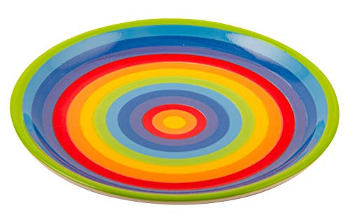 Purity Style handbeschilderd keramisch bord met regenboogstrepen, diameter 21 cm