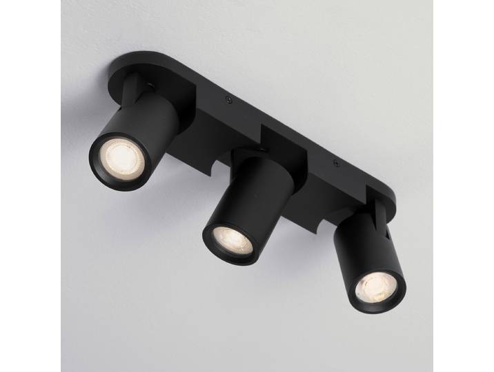 Plafonnier Esto 35 x 9 x 6cm Noir/Noir 3 Matériau : Métal Surface en métal : Laqué Type de métal : Aluminium LED GU10