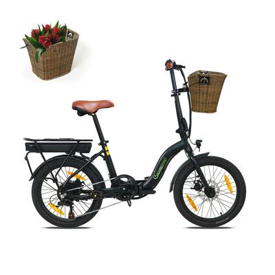 E-Bike SACHSENRAD "Faltrad F2 Farmers mit Korb und Alarmanlage", schwarz, Elektrofahrräder, 35cm, 20 Zoll (50,80cm)