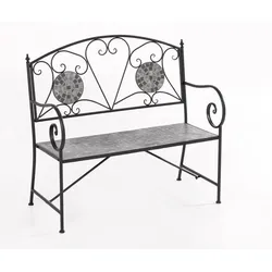HC Garten & Freizeit 2-Sitzer Gartenbank Mosaik GISMO aus Metall, ca. 106 x 42 x 94 cm - Schwarz