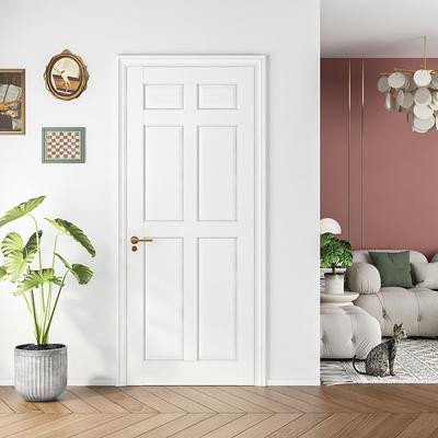 Lirago Primed Slab Door 6-Paneled Solid Core Wood Standard Door for Pantry Doors, French Doors, Pocket Doors Without Hardware Kit