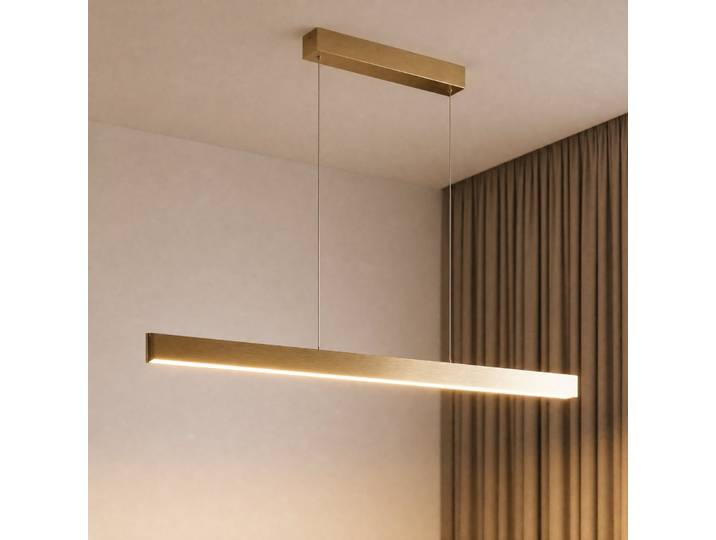 Suspension LED Mylosh, 150 cm, dorée, CCT, à intensité variable - Lucande - Salle à manger - Moderne - Aluminium - Linéaire