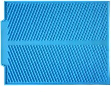 Discount Dollar Deals Kitchen Silicone Drain Pad, Storage Rack Holder, Durable Table Mat For Dish Drying Counter Protection blue m
