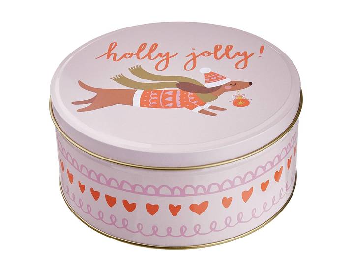 Keksdose Dackel Ø 17cm Pink/Rosa