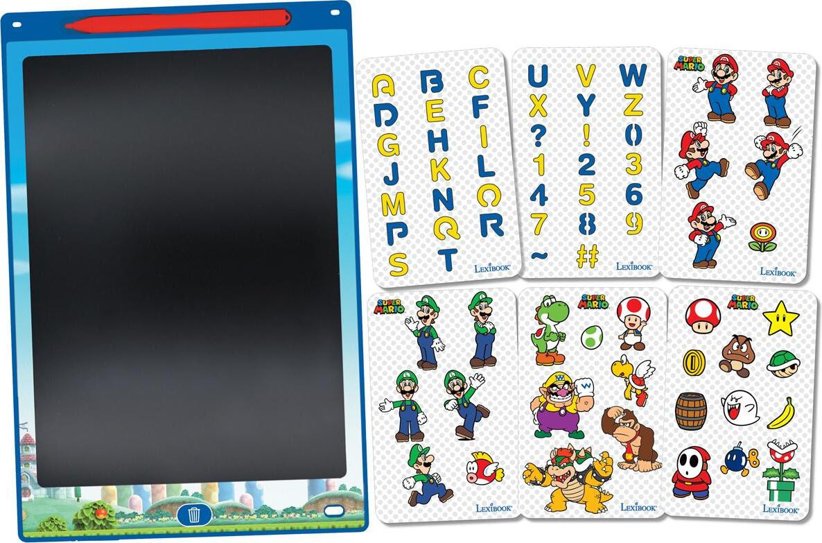 Lexibook Super Mario e-ink tekentablet van 11 inch (28 cm) met sjablonen en pen, meerkleurig