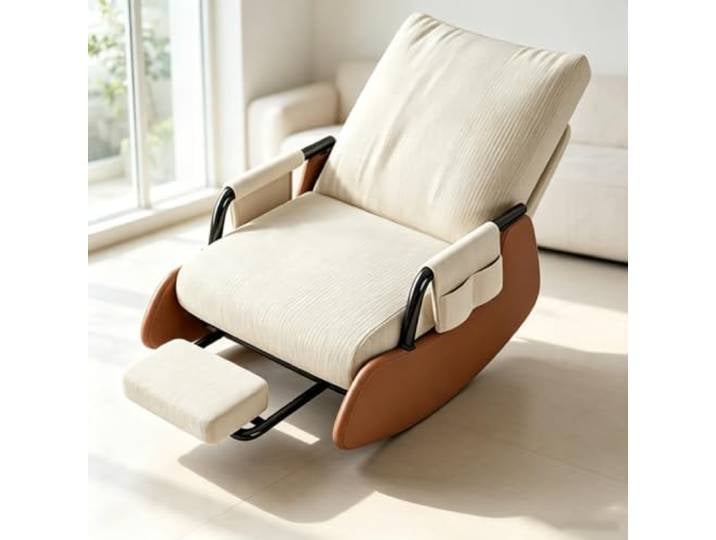 LCNDKF Lounge Schaukelstuhl – mit Breiter 60cm Sitzfläche Bequemer Schaukelsessel mit 60cm breiter Sitzfläche und platzsparender Beinauflage fürs Wohnzimmer.