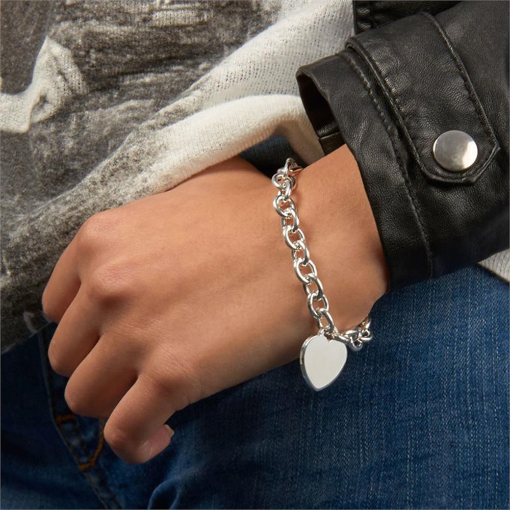 Unique Modernes Silberarmband mit Herzanhänger silber