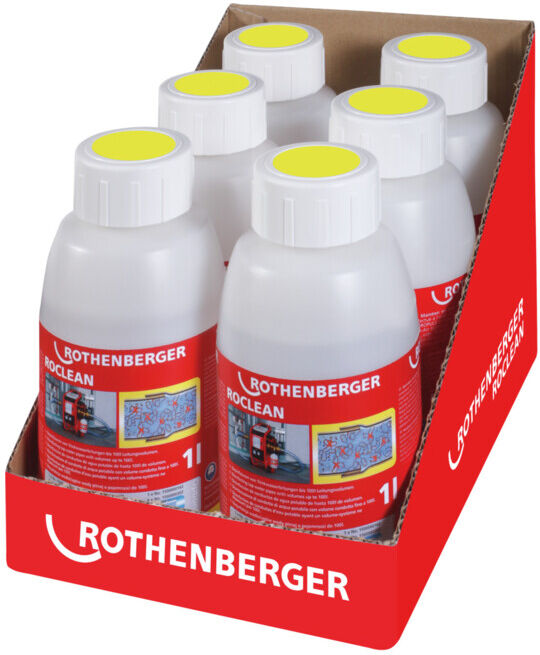 Produits de nettoyage Rothenberger ROPULS ROCLEAN pour conduite d'eau potable 1 l 6 bouteilles, en carton (1500000157)