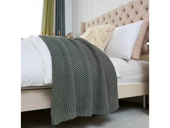 Couverture en tricot épais avec franges, idéale pour la sieste au bureau, couverture douillette pour canapé en fil de laine
