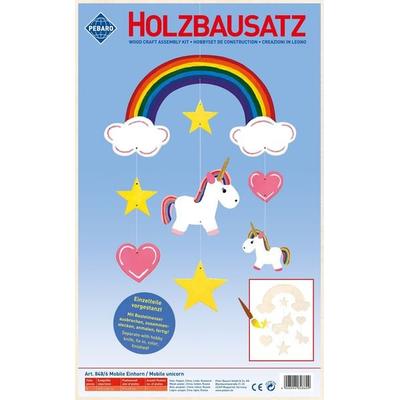 PEBARO 848/6 - Holzbausatz Mobile Einhorn, 8 Teile, Holzkonstruktion zum Zusammenstecken