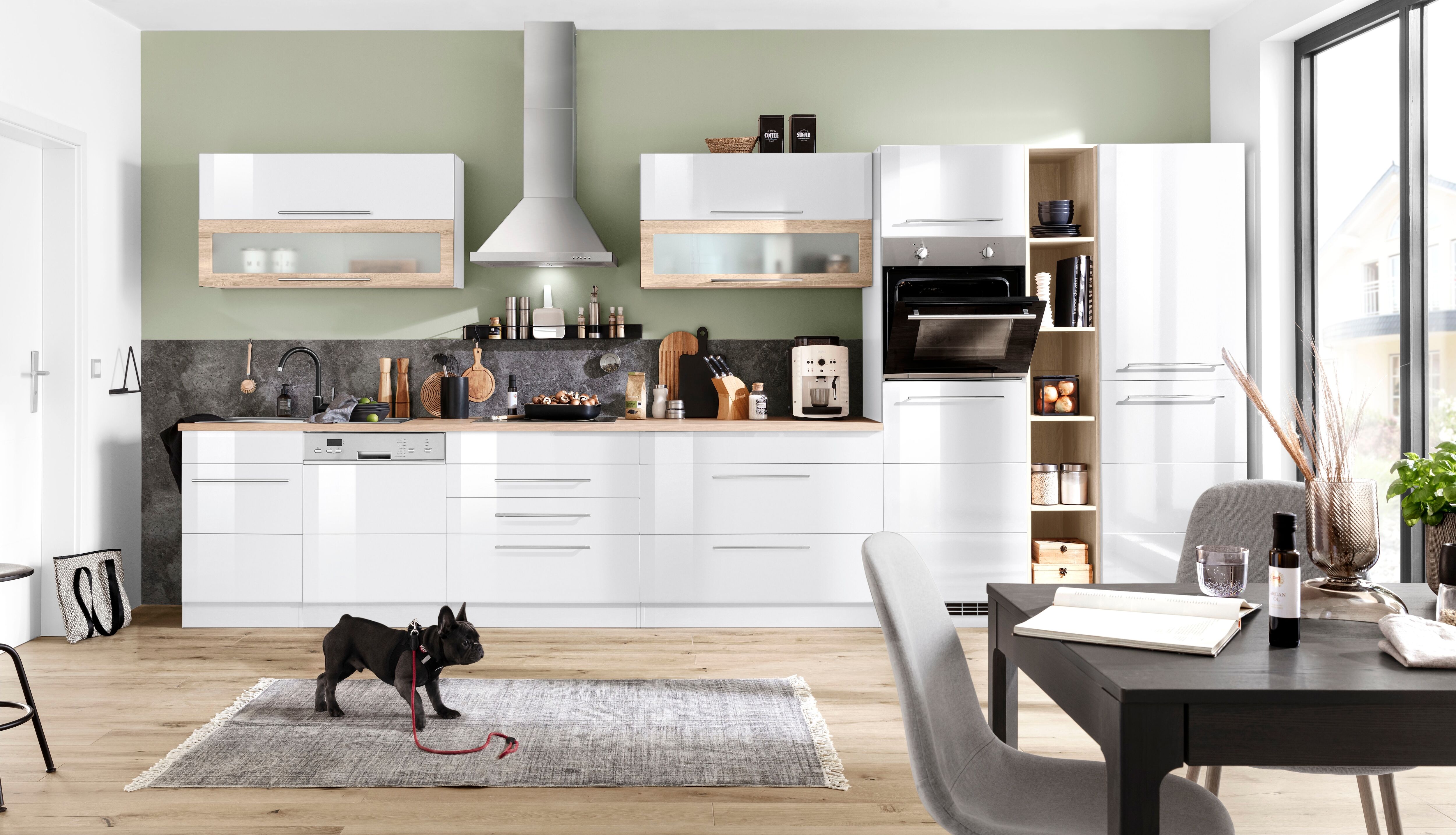 Backofen/Kühlumbauschrank KOCHSTATION "KS-Wien", weiß (weiß hochglanz), B:60cm H:200cm T:60cm, MDF, Schränke, Backofen/Kühlumbauschrank, 60 cm breit, für autarken Backofen und Einbaukühlschrank