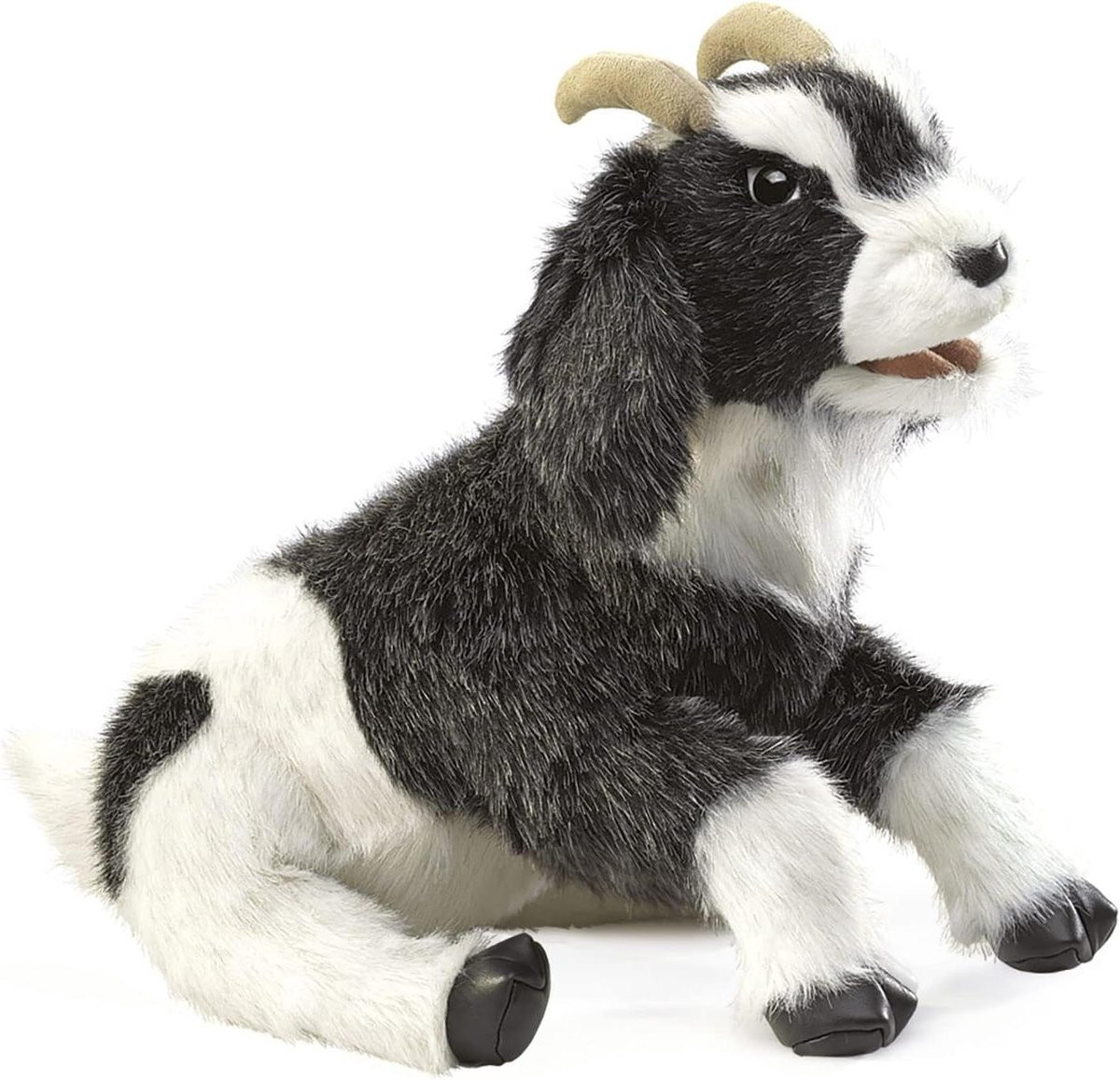 Zachte pluche dieren handpop voor verhalen vertellen - Zwart wit - 48 cm