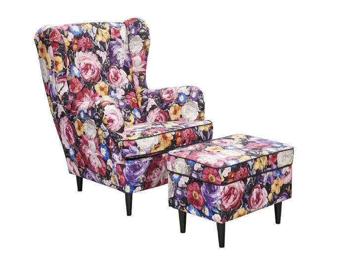 freiraum Ohrensessel LAUREL, (Sessel mit Hocker) in Flower - 78x102x98 (BxHxT)