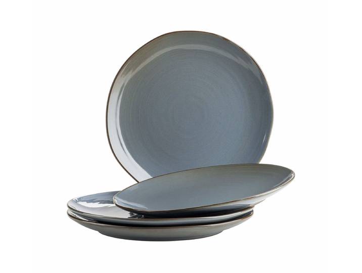 Mäser Nottingham Speiseteller-Set 4-teilig Blau/Grau