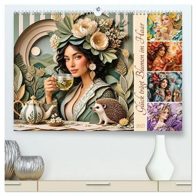 Glück trägt Blumen im Haar (hochwertiger Premium Wandkalender 2027 DIN A2 quer), Kunstdruck in Hochglanz