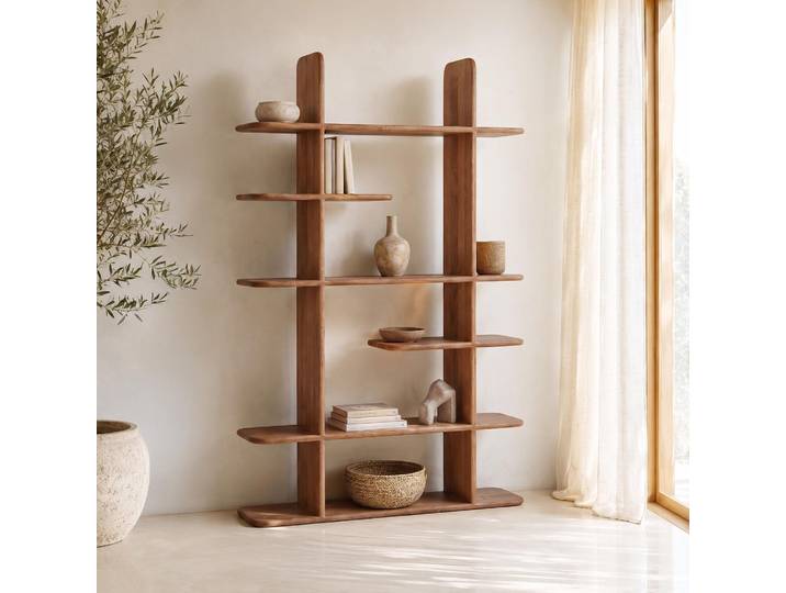Etagère bibliothèque design en bois massif naturel 125 cm - Varda