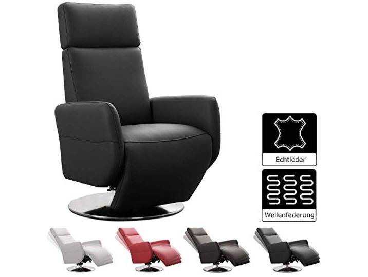 Cavadore TV-Sessel Cobra / Fernsehsessel mit Liegefunktion, Relaxfunktion / Stufenlos verstellbar / Ergonomie S / Belastbar bis 130 kg / 71 x 108 x 82 / Echtleder Schwarz