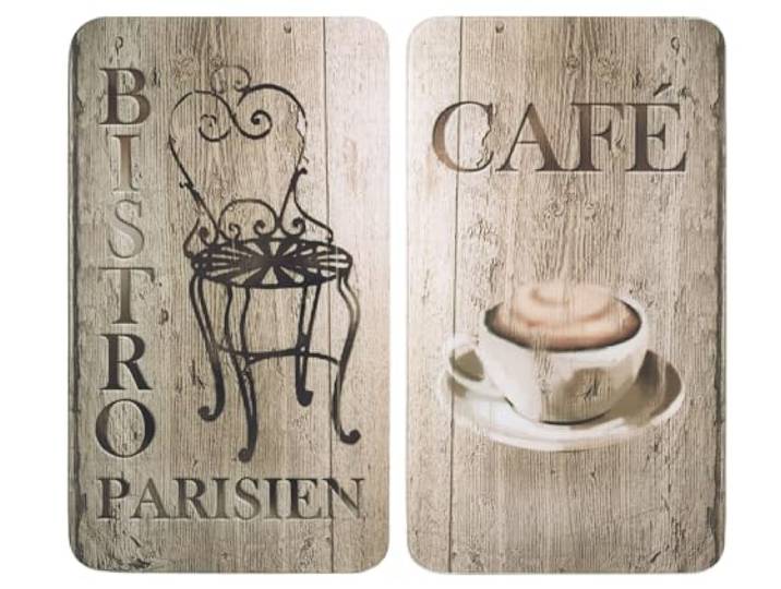 WENKO Herdabdeckplatte Universal Mod. Bistro, höhenverstellbar für alle Herdarten, Schneidebrett und Spritzschutz, Glas, 30 x 52 cm, 2-teilig