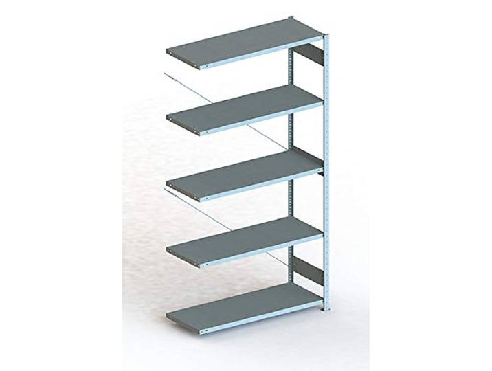 Meta Anbauregal - Zum Ausbau eines Lagerregales - 5 Böden - Farbe Silber - 250 x 130 cm - 50 cm tief