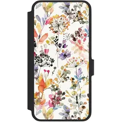Nivocase Klapphülle für Samsung Galaxy A56 5G Handyhülle aus Kunst Leder NIVOflip schwarz Blume Muster (Samsung Galaxy A56 5G), Smartphone Hülle, Schwarz