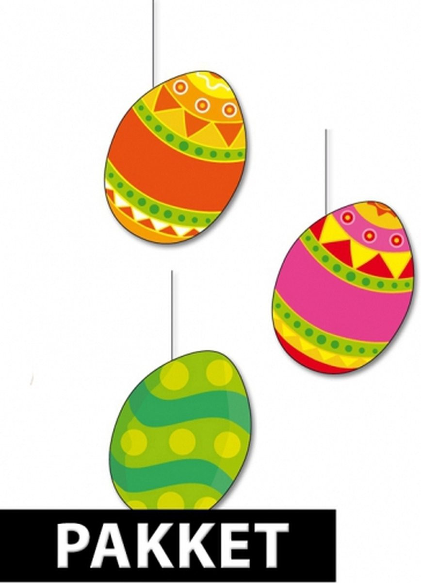 Set van 3 hangende paaseieren decoraties
