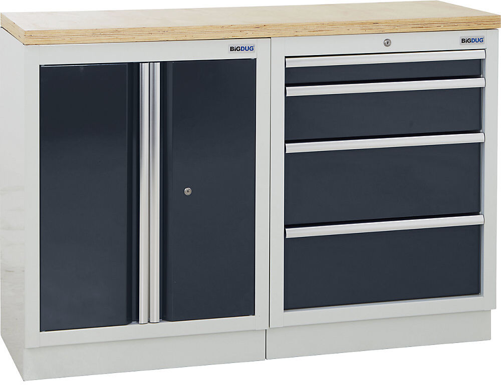 kaiserkraft Schranksystem, 1 Schrank, 4 Schubladen, anthrazitgrau