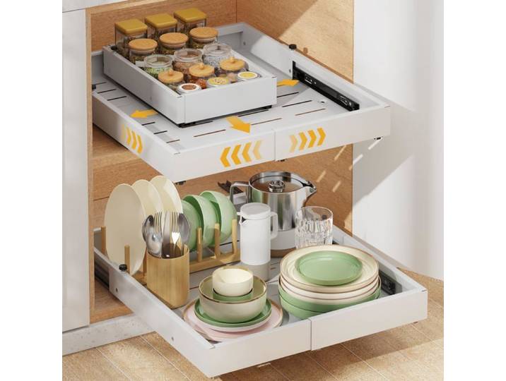 2 Pièces Tiroir Coulissant Etagere Telescopique Cuisine 30-50cm Largeur 40-55cm Profondeur 30-50cm Largeur 40- DESSERTE DE CUISINE
