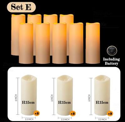 Uplift Treasures Flickering Flameless LED Pillar Candles Set set E 15cm 36pcs