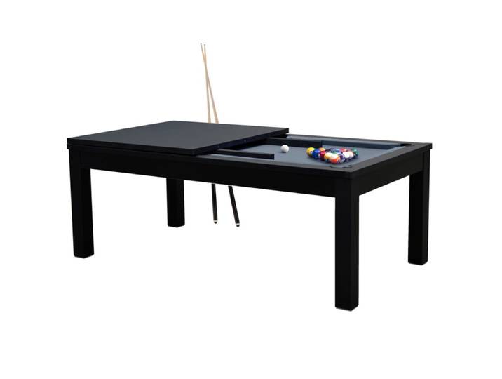 Table de billard convertible noire tapis gris