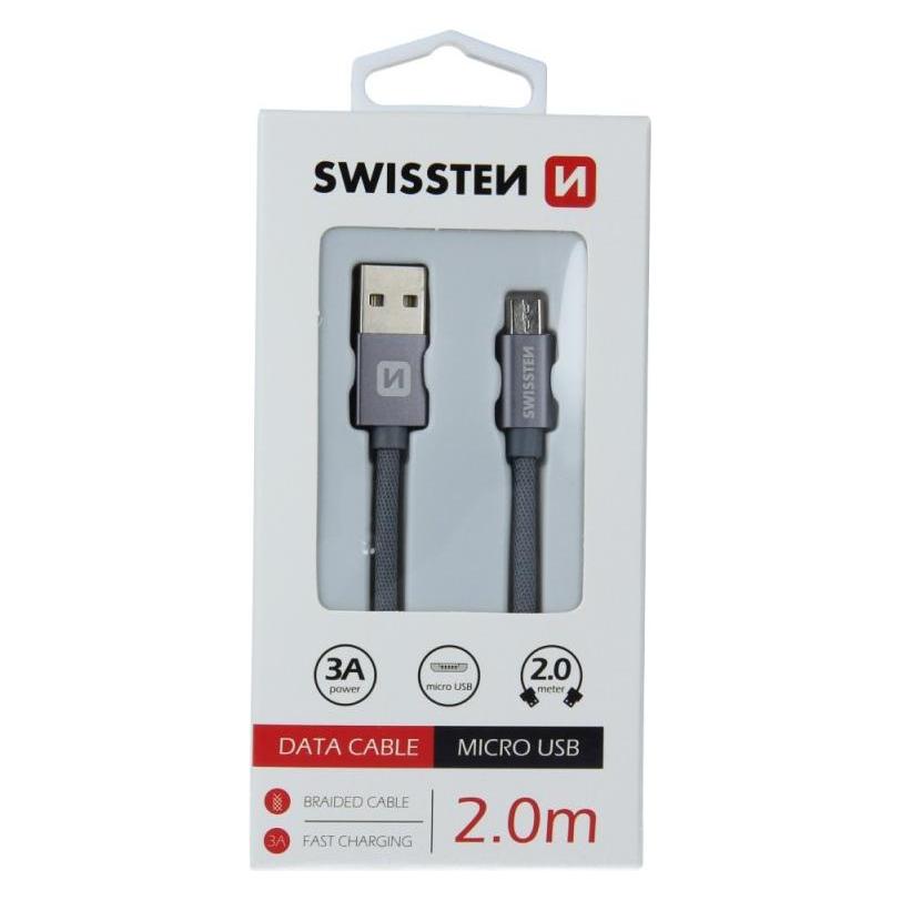 Swissten Datenkabel Textil USB / Micro-USB 2.0 M (2 m, USB 2.0) (71522302)