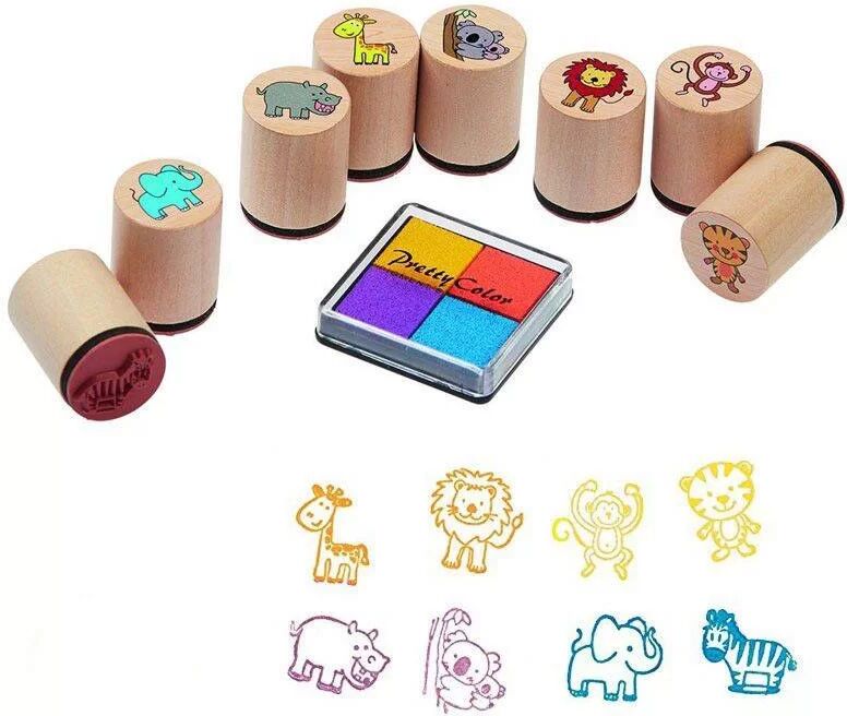 Tampons encreurs 8 animaux 4 couleurs - Goki