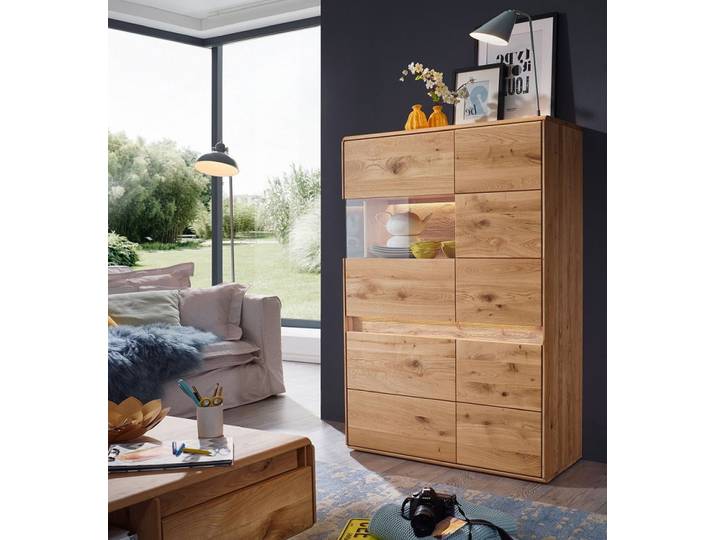 Highboard links 103x152cm 'Berlin' Wildeiche massiv geölt